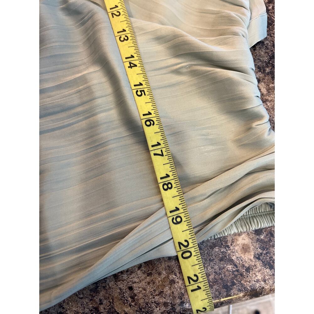 Anthropologie NEW Large Blouson Sleeve Satin Open‎ Back Blouse Mint Green V Neck - Picture 11 of 12